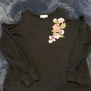 No Comment French Terry Cold Shoulder Sweatshirt